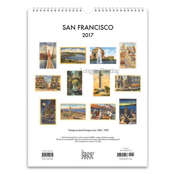 2017 Spiral Wall Calendar Printing,2017 Calendar Printing